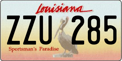 LA license plate ZZU285