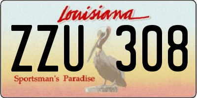 LA license plate ZZU308