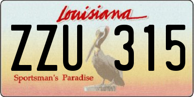 LA license plate ZZU315