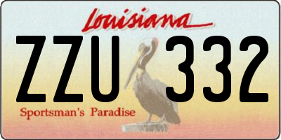 LA license plate ZZU332