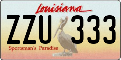 LA license plate ZZU333