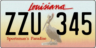 LA license plate ZZU345