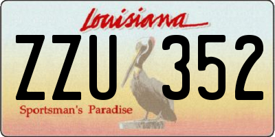 LA license plate ZZU352