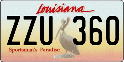 LA license plate ZZU360