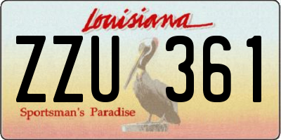 LA license plate ZZU361