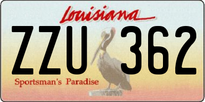 LA license plate ZZU362