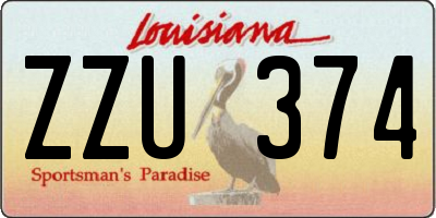 LA license plate ZZU374