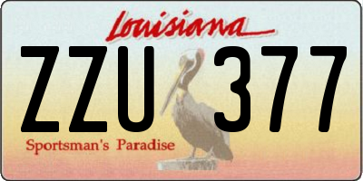 LA license plate ZZU377