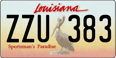 LA license plate ZZU383