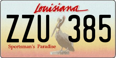 LA license plate ZZU385