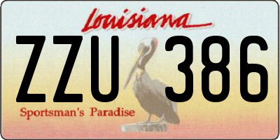 LA license plate ZZU386