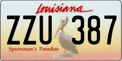 LA license plate ZZU387