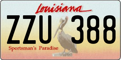 LA license plate ZZU388