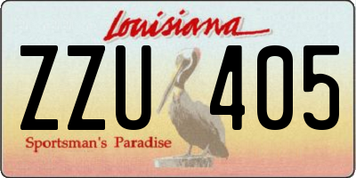 LA license plate ZZU405