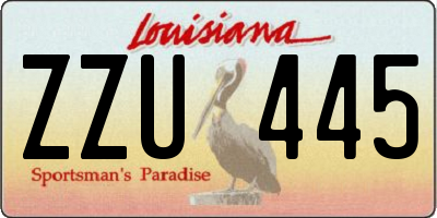 LA license plate ZZU445