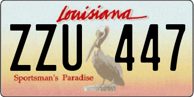 LA license plate ZZU447