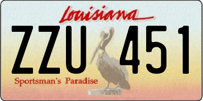 LA license plate ZZU451