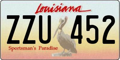 LA license plate ZZU452