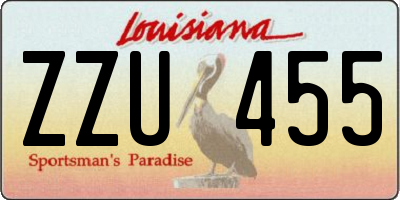 LA license plate ZZU455