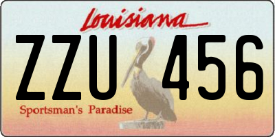 LA license plate ZZU456