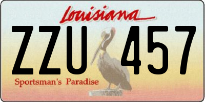 LA license plate ZZU457