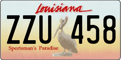 LA license plate ZZU458