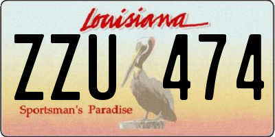 LA license plate ZZU474