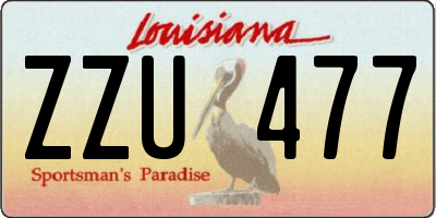 LA license plate ZZU477