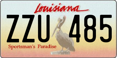 LA license plate ZZU485