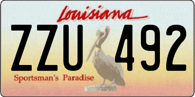 LA license plate ZZU492