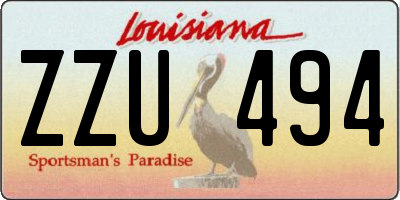 LA license plate ZZU494