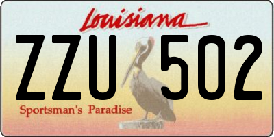 LA license plate ZZU502
