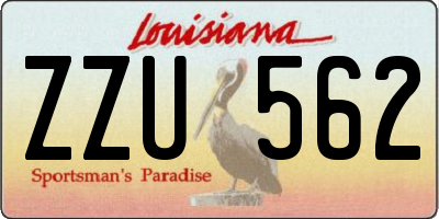 LA license plate ZZU562