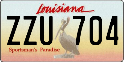 LA license plate ZZU704