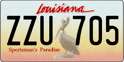 LA license plate ZZU705