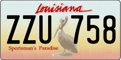 LA license plate ZZU758