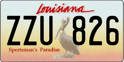 LA license plate ZZU826