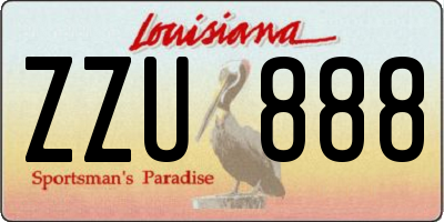 LA license plate ZZU888