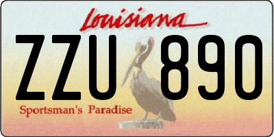 LA license plate ZZU890