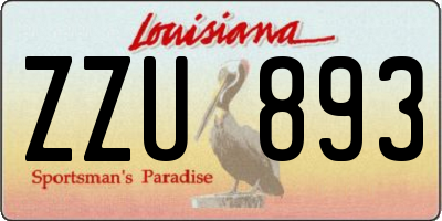 LA license plate ZZU893