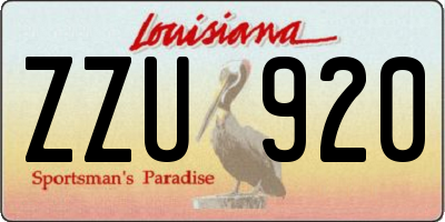 LA license plate ZZU920