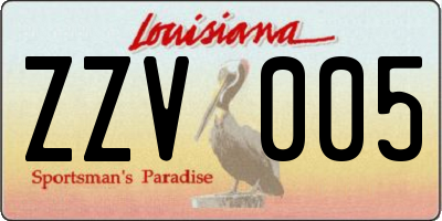 LA license plate ZZV005