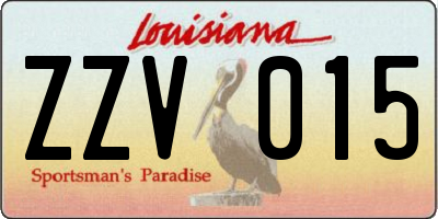 LA license plate ZZV015