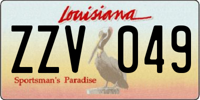 LA license plate ZZV049