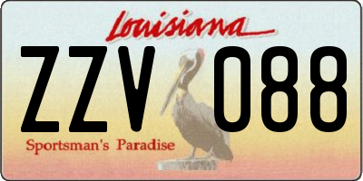 LA license plate ZZV088