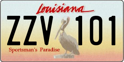 LA license plate ZZV101