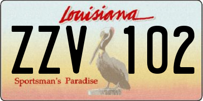 LA license plate ZZV102