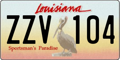 LA license plate ZZV104