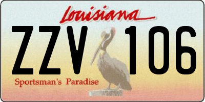 LA license plate ZZV106