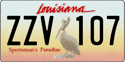 LA license plate ZZV107